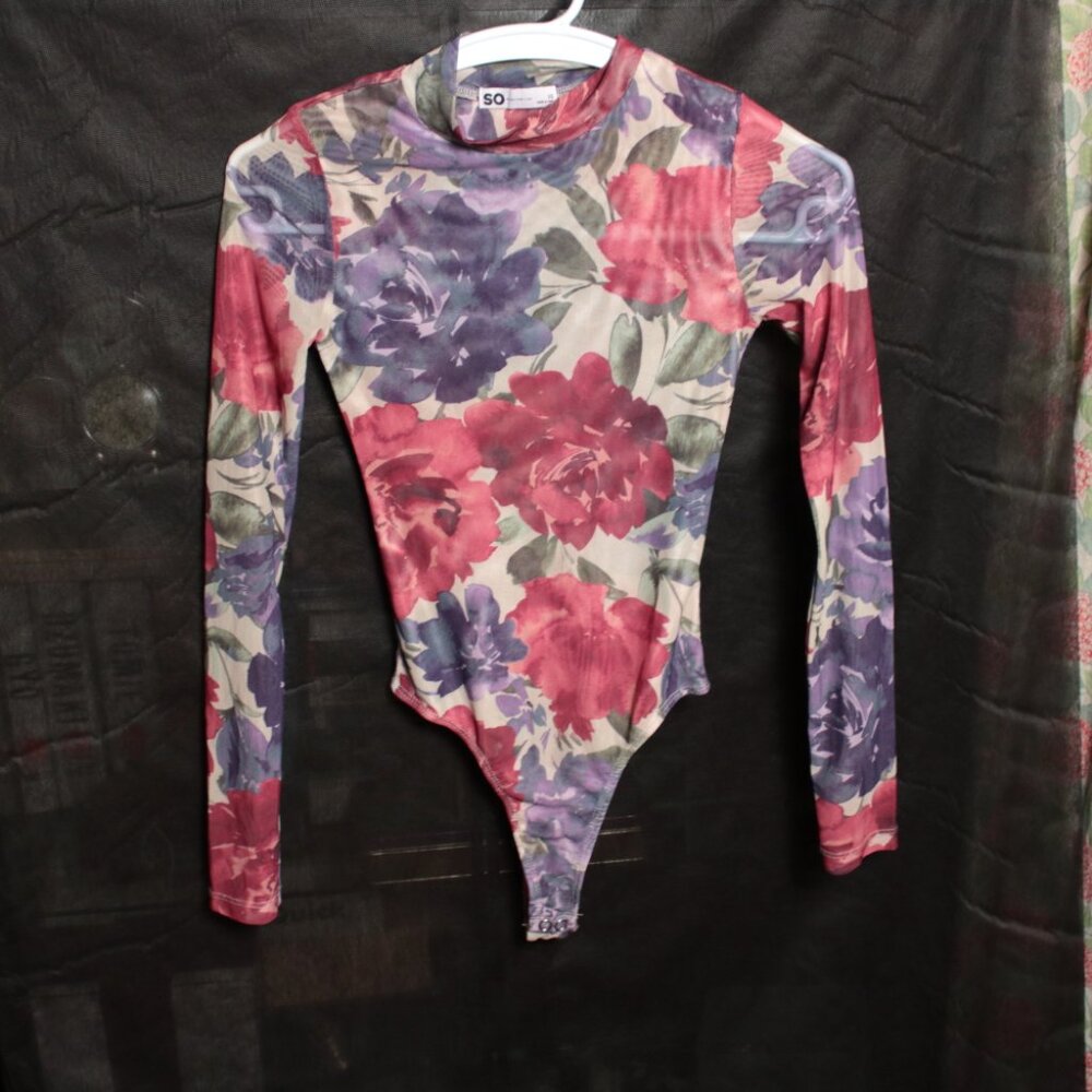 SO Floral Mesh Body Suit XS